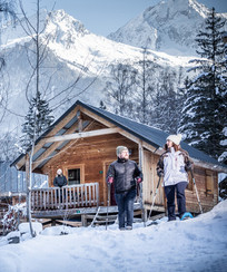 Camping Huttopia à Bozel en hiver.